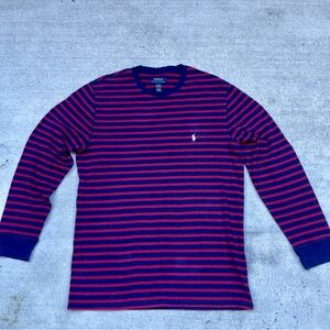 Polo by Ralph Lauren Red and Blue Striped Long Sleeve Shirt